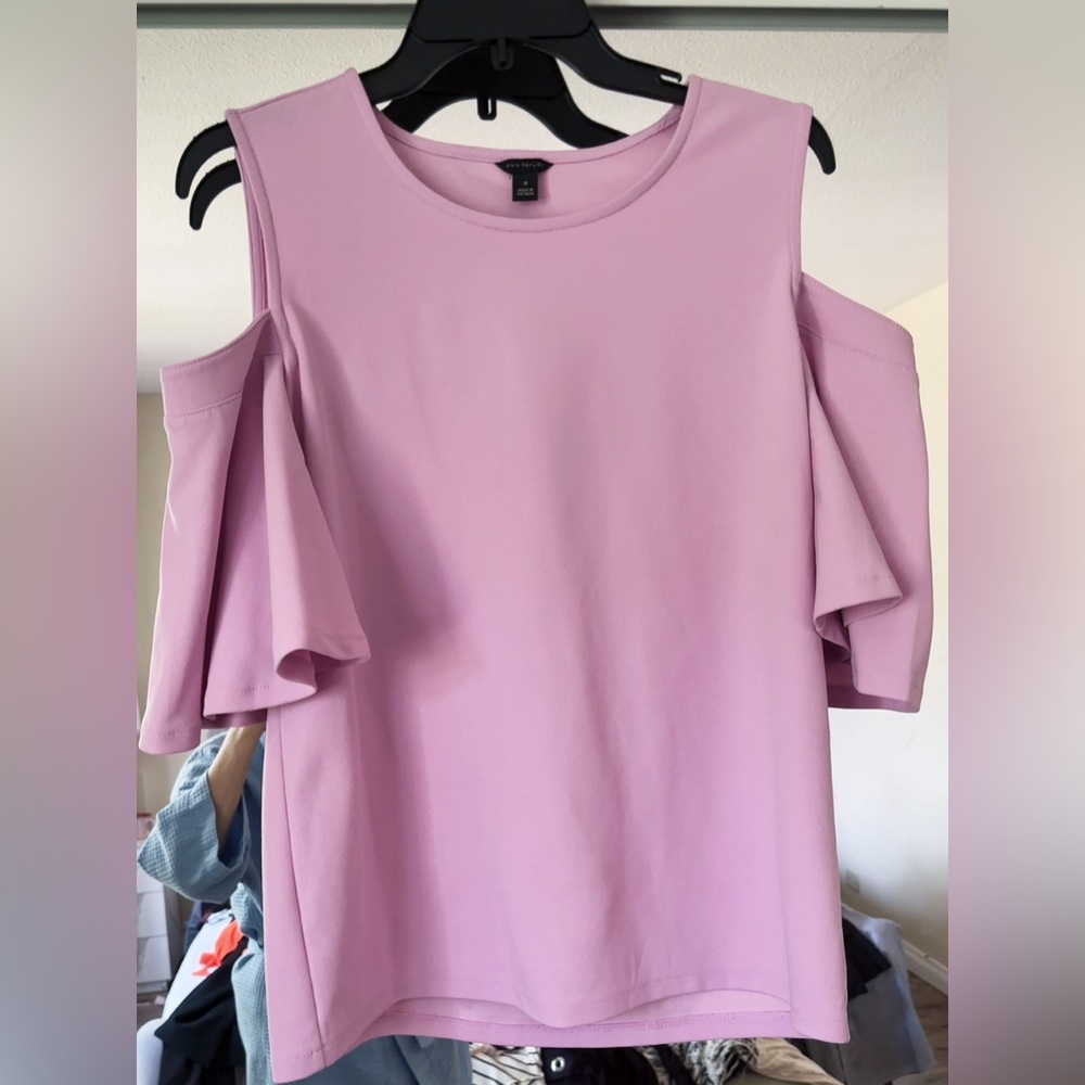 Ann Taylor Pink Cold Shoulder Top